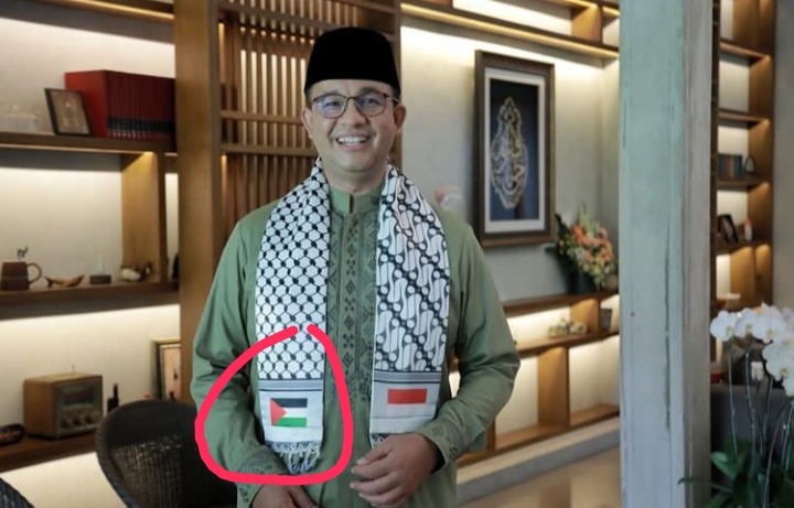 Gubernur DKI Jakarta Anies Baswedan Pakai Syal Bendera Palestina, Netizen Sebut Pesan Tersirat Calon 2024 (foto/int) 