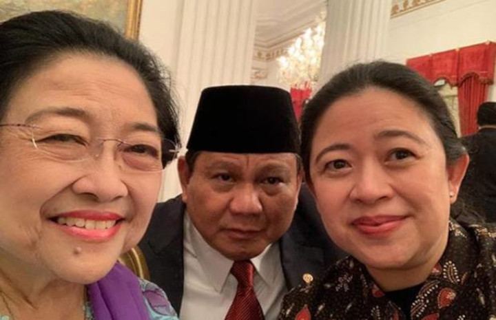 Megawati Soekarnoputri, Prabowo Subianto dan Puan Maharani. Foto: Kompas.com