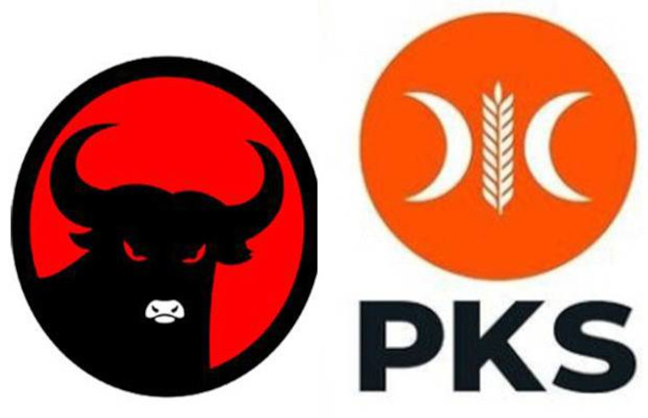 Kolase lambang PDIP dan PKS. Foto: Internet