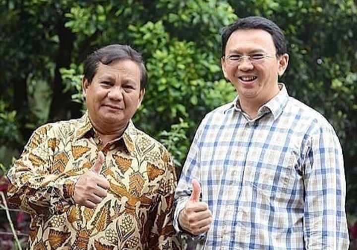 Potret Kompak Prabowo dan Ahok Salam Jempol, Netizen: Cocok Capres dan Cawapres (foto/int) 