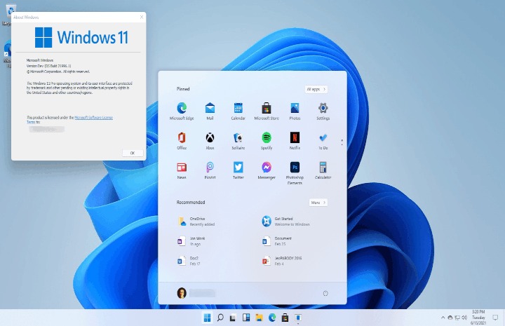 Penampakan Windows 11. Foto: Internet