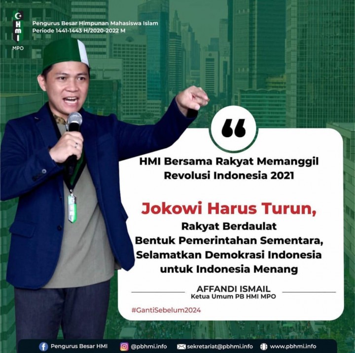 Ketua Umum Himpunan Mahasiswa Indonesia Serukan Jokowi Harus Turun