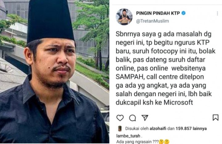 Tretan Muslim 'Ngamuk' Karena Ribet Pengurusan KTP, Netizen Langsung Balas Begini (foto/int) 