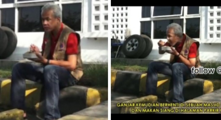 Viral Video Gubernur Ganjar Pranowo Makan Nasi Bekal Dari Istri di Pinggir Jalan, Netizen: Jadi Ingat Seseorang (foto/int) 