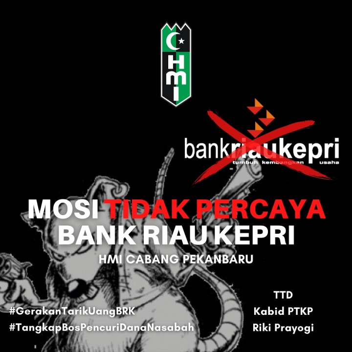 HMI Cabang Pekanbaru Layangkan Mosi Tidak Percaya Bank Riau Kepri (foto/int) 