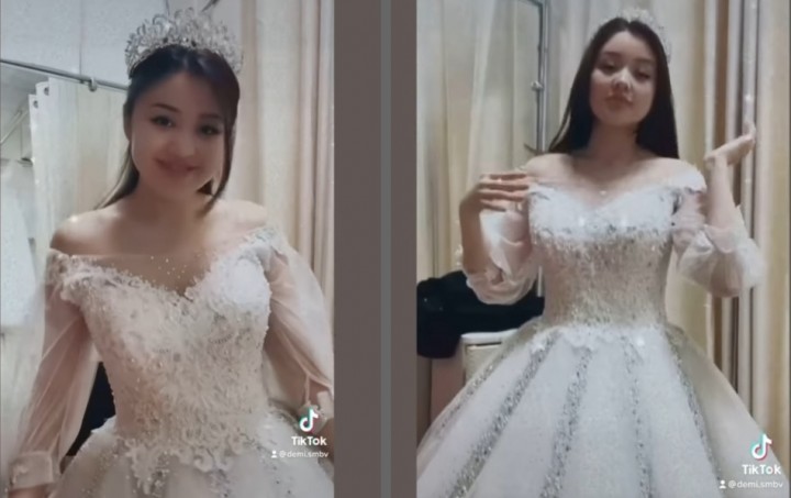 Dayana Wanita Kazakhstan yang Viral Ajak Menikah Youtuber Fiki Naki Unggah Foto Pakai Baju Pengantin (foto/int)