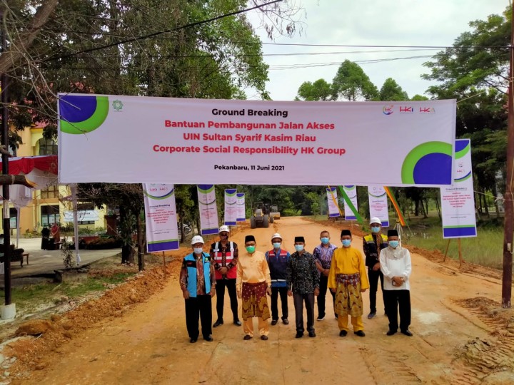 Progres pembangunan jalan yang berada dilingkungan UIN Suska Riau oleh Hutama Karya Infrastruktur. (Foto: Istimewa)