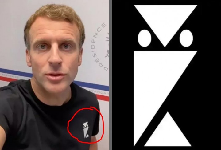 Heboh Logo Misterius Baju Presiden Prancis Macron, Menimbulkan Teori Konspirasi Bohemian Club Hingga Masonik Satanis (foto/int)