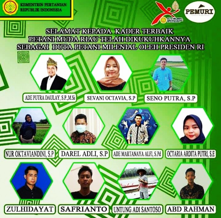 Dikukuhkan Presiden Jokowi, 11 Orang Kader Petani Muda Riau Jadi Duta Petani Millenial Kementerian Pertanian (foto/ist)