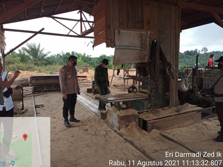 Polres dan Polhut Razia Ilegal Logging, Tiga Sawmill di Pangkalan Indarung di Police Line (foto/zar)