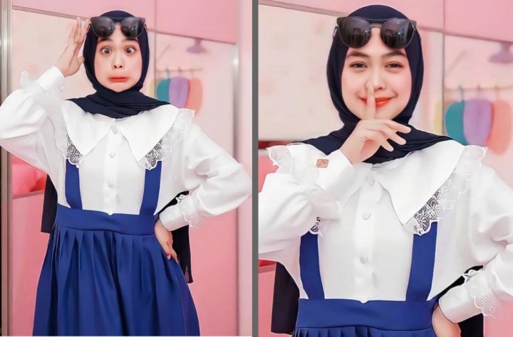 Ria Ricis Unggah Foto Terbaru Pakai Baju Biru Putih, Netizen: Makin Tirus Ya (foto/int)