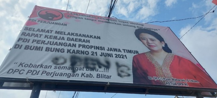 Vandalisme baliho Puan Maharani. Sumber:  Internet