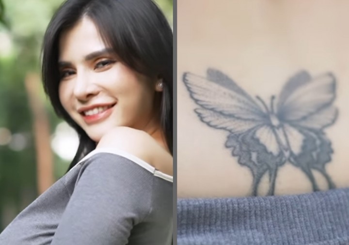 Maria Vania Buka-bukaan, Tunjukkan Tato Kupu-kupu yang Terselip Disini, Netizen: Pengen Nonton Takut Dilihat Istri (foto/int)