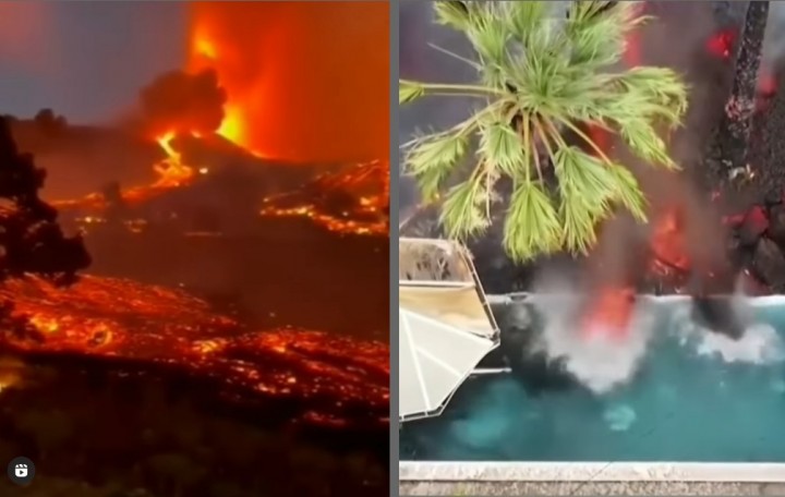 Lava Letusan Gunung Cumbre Vieja Hancurkan Ratusan Rumah dan Ribuan Orang Dievakuasi, Netizen: Enggak Kebayang Kiamat (foto/int)