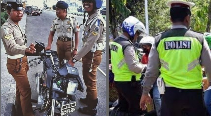 Seragam Polisi Lalu Lintas Jadul, Celana Sangat Ketat, Netizen: Seksi Banget (foto/int)