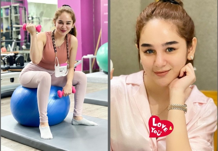 Hana Hanifah Pakai Olahraga Duduk di Gym Ball, Netizen: Godaan Dunia (foto/int)