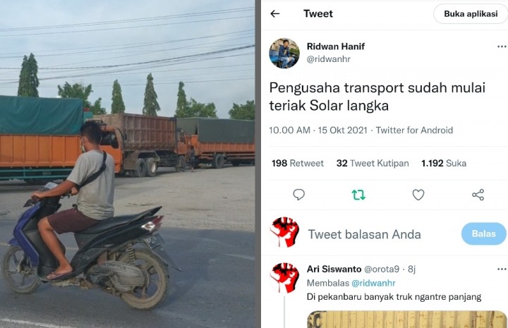 Youtuber Ridwan Hanif Sebut Pengusaha Transport Kesusahan Dapat Solar, Netizen: Sumatera dan Kalimantan Langka (foto/int)