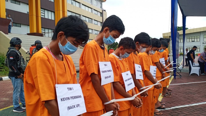 9 pelaku jambret berhasil diamankan Ditreskrimum Polda Riau. (Foto. Amri)