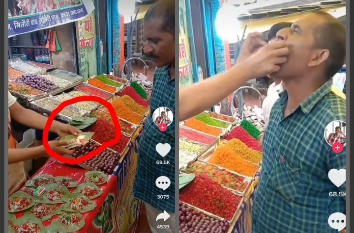 Viral Makan Jajanan Ekstrem India Dibungkus Daun Dengan Api Menyala, Netizen: Ini Mau Kuliner Apa Debus (foto/int)