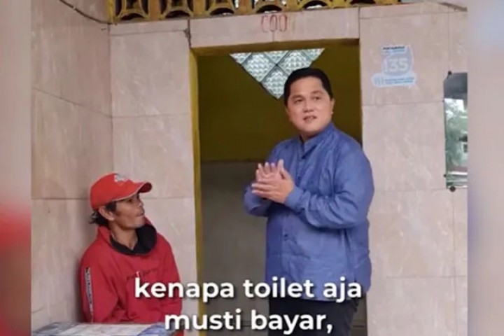 Menteri BUMN Erick Thohir meminta toilet di seluruh SPBU gratis. Sumber: Instagram