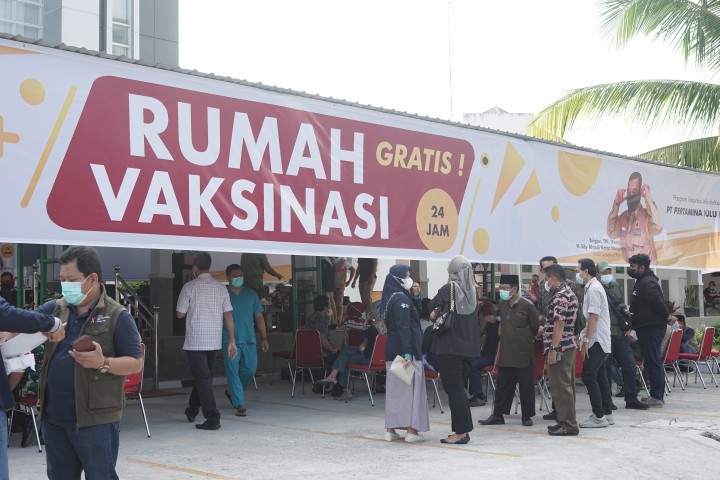 Suasana Rumah Vaksinasi di RSJ Tampan Panam Pekanbaru.