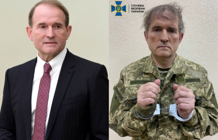 Viktor Medvedchuk berfoto di kanan, setelah penangkapannya setelah melarikan diri dari tahanan rumah, dan pergi, dalam waktu yang tidak terlalu menegangkan [Reuters]