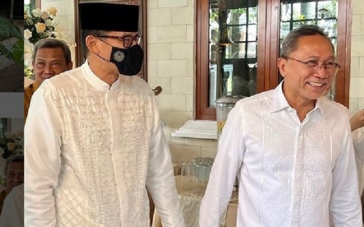 Sandiaga Uno memanfaatkan momen Lebaran Idulfitri dengan berkunjung ke kediaman Ketua Umum PAN Zulkifli Hasan. Sumber: Instagram