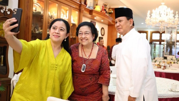 Pertemuan antara Prabowo, Mega, dan Puan Maharani di Jalan Teuku Umar, Jakarta Pusat. Sumber: Detik.com