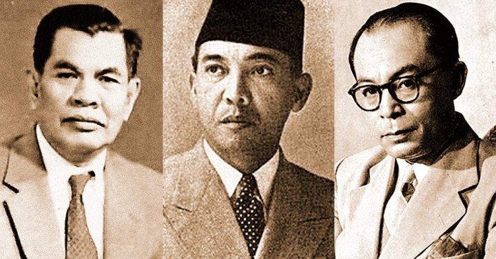 M Yamin, Soekarno, M Hatta. Sumber: Historia.id