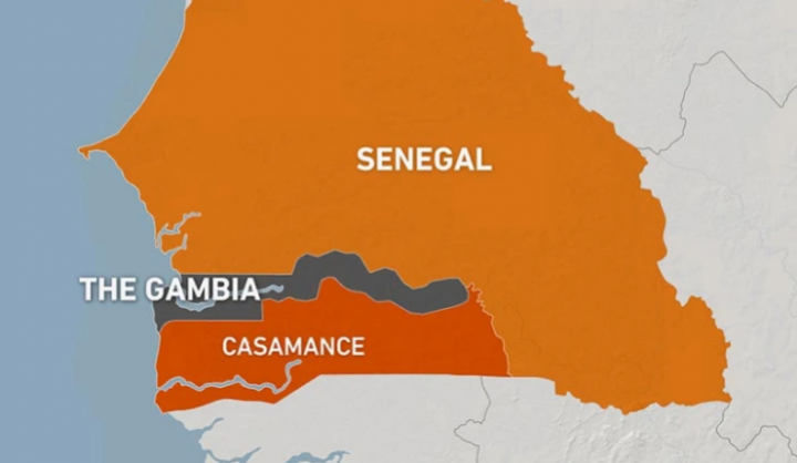 Peta wilayah Casamance selatan Senegal