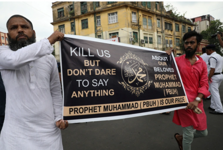 Unjuk rasa yang dilakukan atas komentar penghinaan Nabi Muhammad di India/Aljazeera
