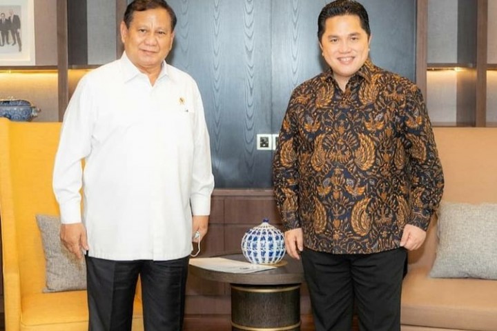 Prabowo Subianto dan Erick Thohir. Sumber: Kompas.com