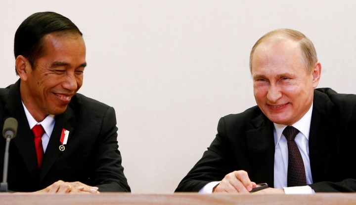 Presiden RI Joko Widodo dan Presiden Rusa Vladimir Putin. Sumber: Reuters