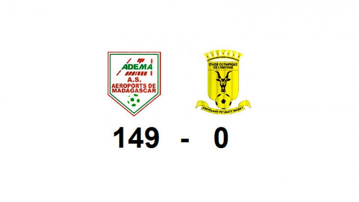 Papan skor kemenangan 149-0 antara AS Adema vs SO l'Emyrne di Liga Madagascar. Sumber: Internet