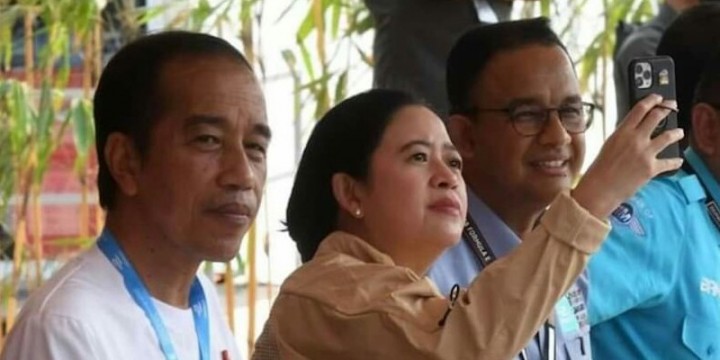 Presiden RI Joko Widodo (kiri), Ketua DPR Puan Maharani (tengah), dan Gubernur DKI Jakarta Anies Baswedan (kanan). Sumber: RMOL