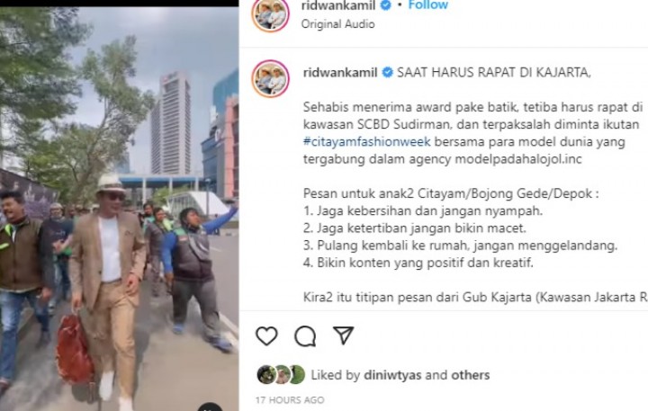 Ridwan Kamil ikut Citayam fashion week (Instagram Ridwan Kamil)
