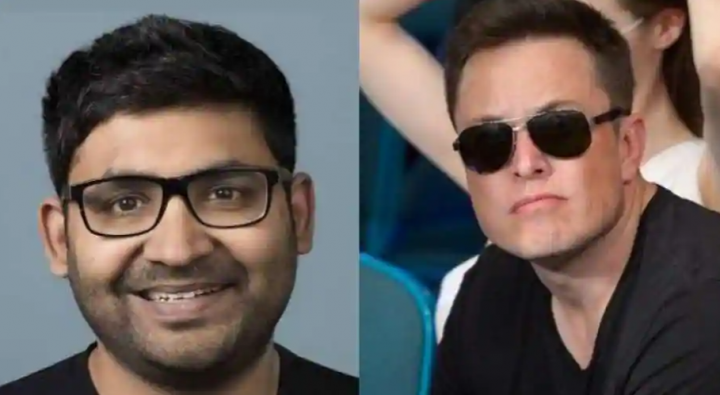 CEO Tesla, Elon Musk (kanan) menantang CEO Twitter, Parag Agrawal (kiri) untuk lakukan debat publik mengenai pengambilalihan kepemilikan media sosial itu /Twitter