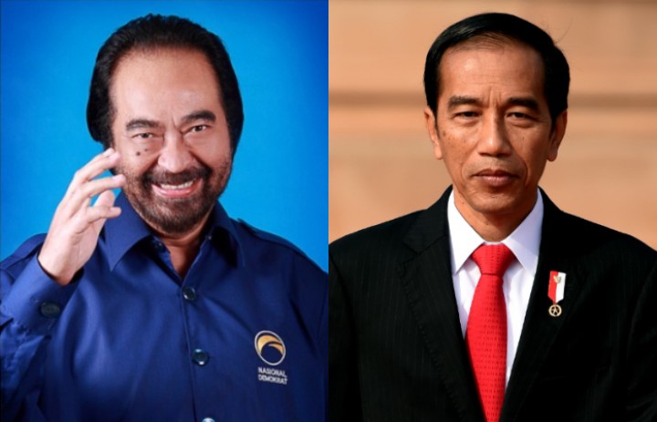 Ketua umum Partai Nasdem, Surya Paloh (kiri), Presiden Jokowi (kanan)