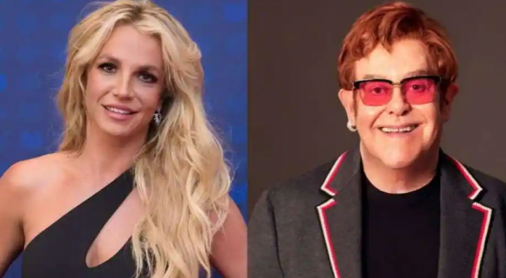 Britney Spears (kiri) dan Elton John (kanan) 