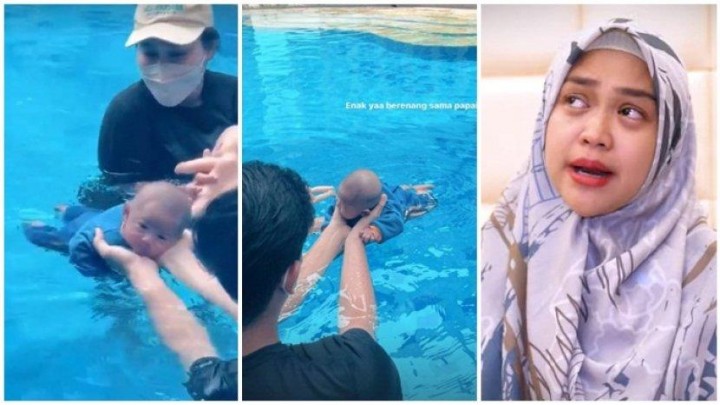  Baru Berusia Dua Bulan Anak Dari Pasangan Ria Ricis dan Teuku Ryan Dilepaskan Untuk Berenang Sendiri