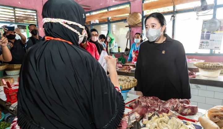Potret Puan Maharani Blusukan ke Pasar (Foto: Populis)