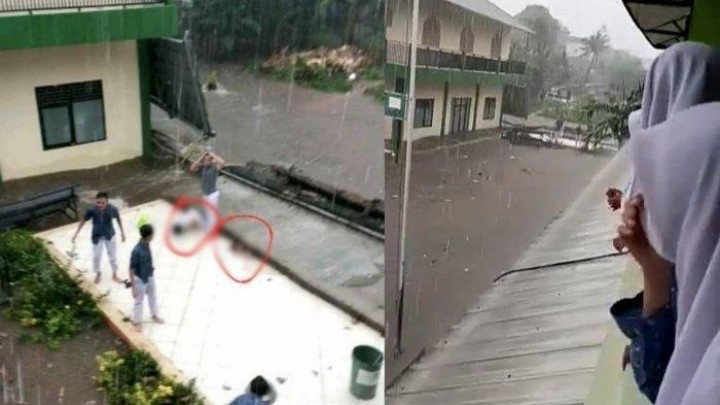 Potret Kejadian Robohnya Pagar Sekolah MTsN 19 Jakarta Selatan akibat Banjir (Foto: Tribunnews)