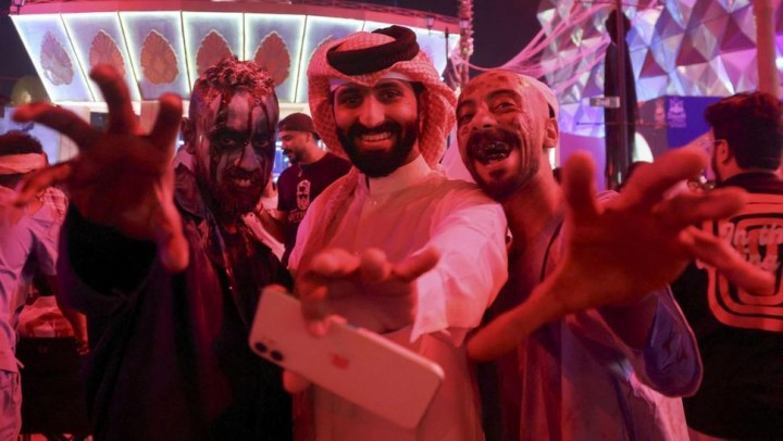 Potret Halloween di Riyadh Arab Saudi. (CNN Indonesia)