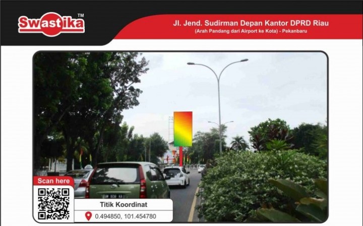 Sewa Billboard di Kota Pekanbaru, Lokasi Jl. Jendral Sudirman depan Kantor DPRD Riau