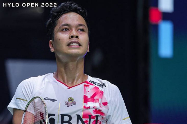 Potret Tunggal Putra Indonesia, Anthony Sinisuka Ginting di Hylo Open 2022. (Sindonews/Foto)