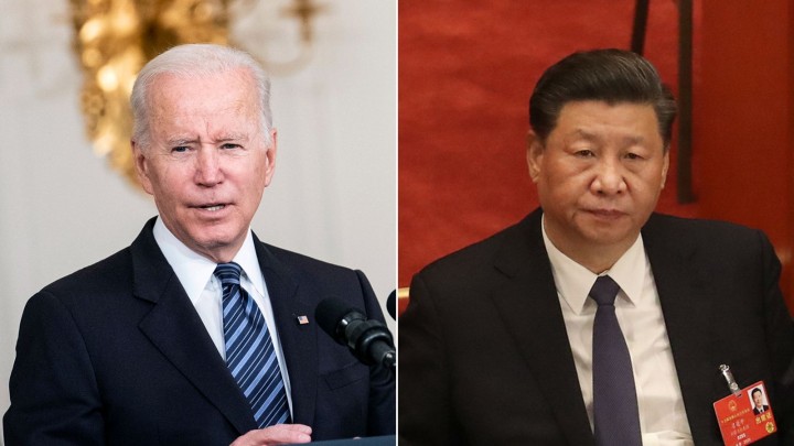 Potret Xi Jinping dan Joe Biden. ( CNN Indonesia) 