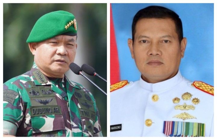 Jenderal TNI Dudung Abdurachman (kiri) dan  Laksamana TNI Yudo Margono (kanan)