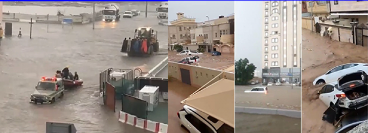 Potret Banjir yang Terjadi di Kota Jeddah Arab Saudi. (Twitte)