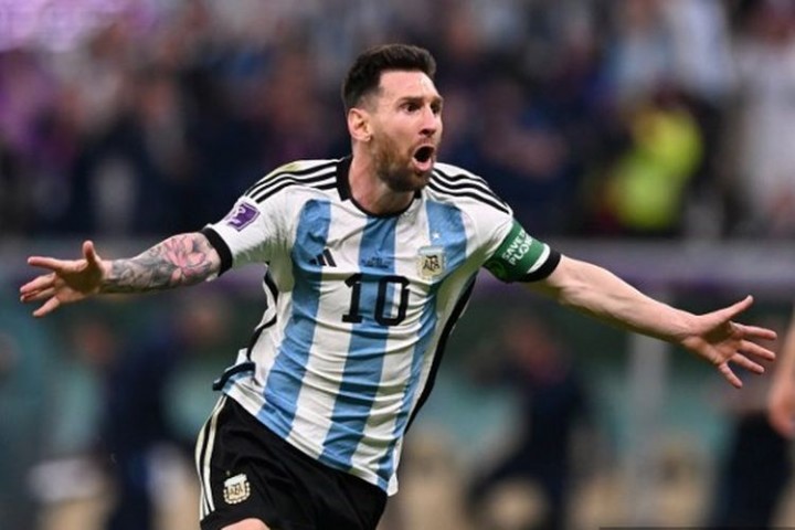 Potret Selebrasi Lionel Messi di Piala Dunia 2022 Qatar. (Twittre)
