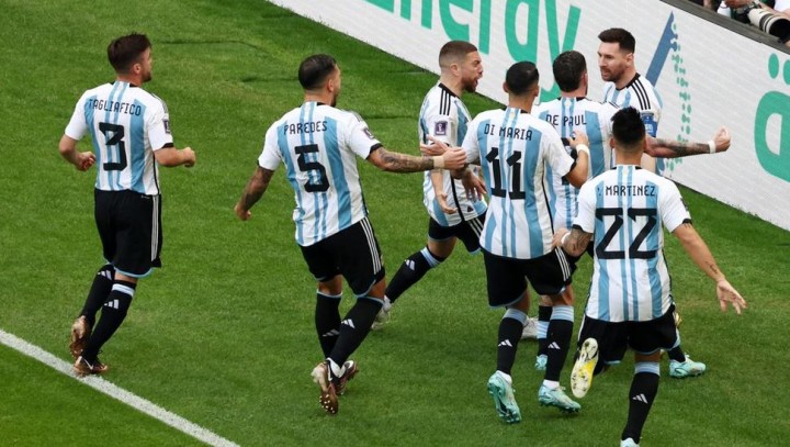 Selebrasi Messi dkk di Laga Kontra Argentina vs Arab Saudi. (Bola.net/Foto)